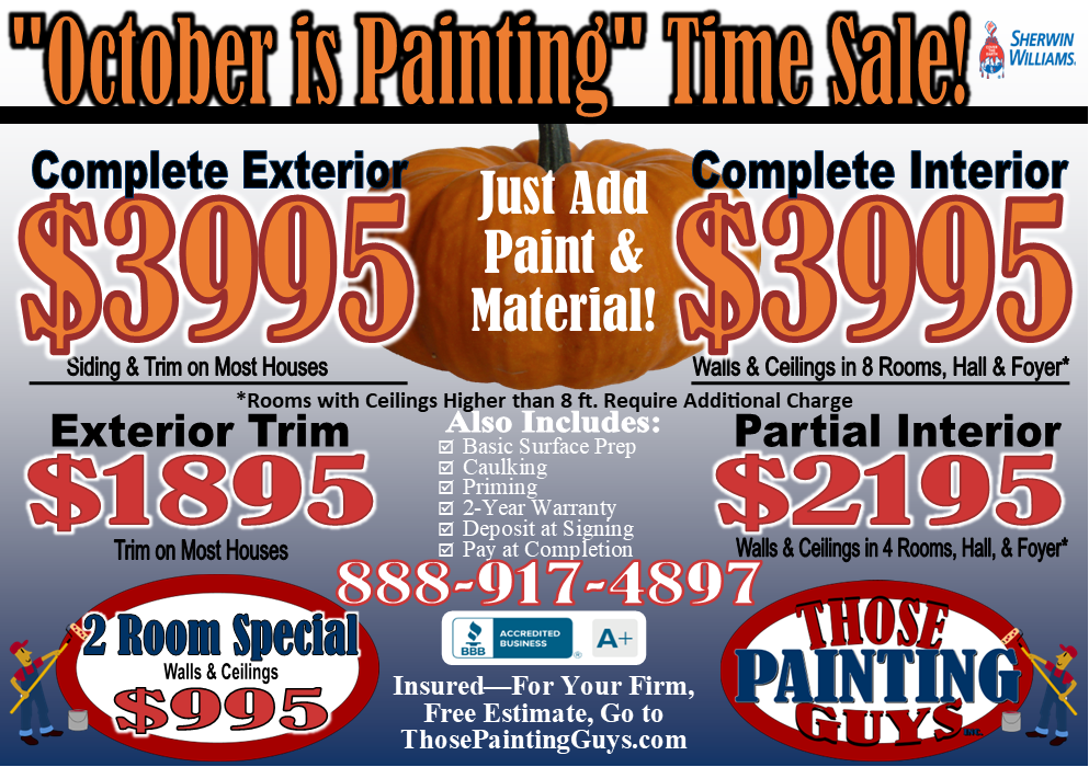 Current special offers for painting inside and outside your home.